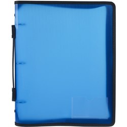 Marbig Zipper Binder With Handle A4 3 O-Ring 25mm Blue 