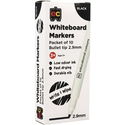EC Whiteboard Marker Thin Black Pack of 10
