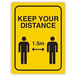 Durus Health And Safety Wall Sign Keep Your Distance 225W x 300mmH Poly Yellow And Black