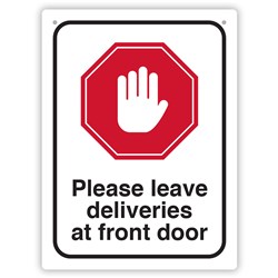 Durus Health And Safety Wall Sign Please Leave Deliveries 225W x 300mmH Poly Black/Red