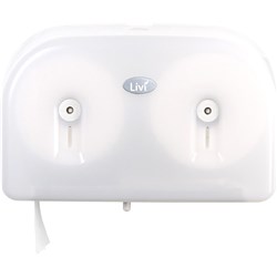 Livi Junior Jumbo Toilet Roll Dispenser Double White 