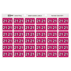 Avery Side Tab 21 Year Code Label 25x38mm Magenta Pack Of 180