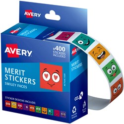 Avery Dispenser Labels Merit Stickers Faces Square 24mm Assorted 400 Labels