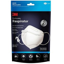 3M 9123EN5 Respirator Mask  White 5 Pack P2 disposable 