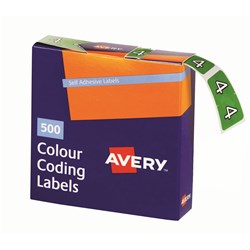 Avery Numeric Coding Label 4 Side Tab 25x38mm Light Green Box Of 500