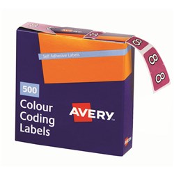 Avery Numeric Coding Label 8 Side Tab 25x38mm Mauve Box Of 500