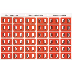 Avery Alphabet Coding Label D Side Tab 25x38mm Dark Orange Pack Of 180