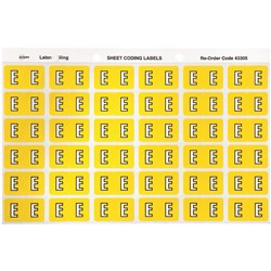 Avery Alphabet Coding Label E Side Tab 25x38mm Yellow Pack Of 180