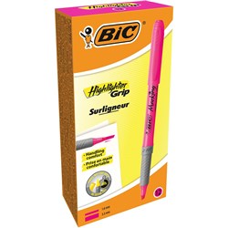 Bic Brite Liner Grip Highlighter Chisel Pink Pack of 12