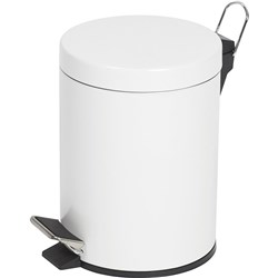 Compass Round Powder Coated Pedal Bin 5 Litres White 