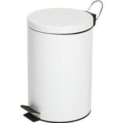 Compass Round Pedal Bin Powder Coated 12 Litres White 