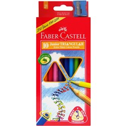 Faber-Castell Junior Coloured Triangular Pencils with Sharpener Pack of 10