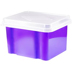 Italplast 32 Litre Plastic Suspension File & Storage Box Grape Base Clear Lid