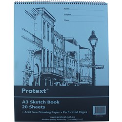 Protext Sketch Book A3 Acid Free 100gsm Poly Cover 20 Leaf Top Bound