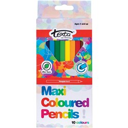 Texta Maxi Triangular Coloured Pencils Assorted Pack Of 10 