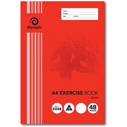 Olympic Exercise Book E048 A4 Blank Unruled 48 Page   
