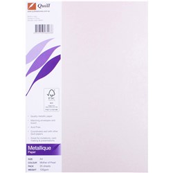 Quill Metallique Paper A4 120gsm Mother of Pearl Pack of 25