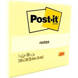 Post-It 654 Notes Original 76x76mm Yellow Pad 100 Sheets  