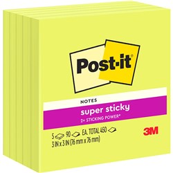 Post-It 654-5SSLE Super Sticky Notes 76x76mm Limeade (Lime) Pack of 5