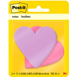 Post-It 7350-HRT Super Sticky Notes 76x76mm Heart Shape Assorted Pack of 2