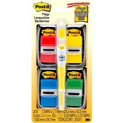 Post-It 680-RYBGVA Flags Value Pack 25x43mm Red Yellow Blue Green Pack of 200