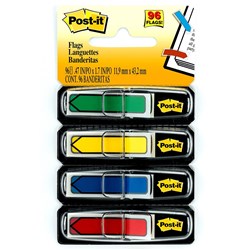 Post-It 684-ARR3 Arrow Flags 12x45mm Blue Green Red Yellow Pack of 96
