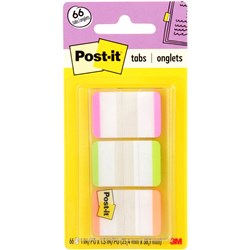 Post-It 686L-PGO Durable Tabs 25x38mm White With Pink Green  Orange Pack of 66