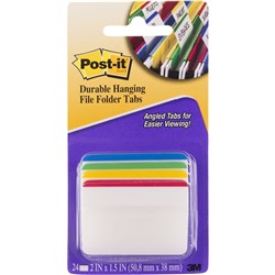 Post-It 686A-1 Durable Tabs Angled 50x38mm Primary Colours 4 Pad Pack of 24