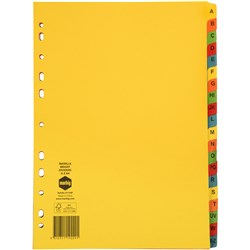 Marbig Manilla Indices & Dividers A4 A-Z Tab Bright Colours
