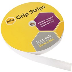 Marbig Grip Strip Fastener Loop Only 25mm x 25m Roll White