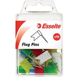 Esselte Flag Pins Assorted Colours Pack Of 50 