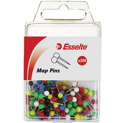 Esselte Map Pins Assorted Colours Pack Of 200 