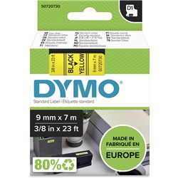 Dymo D1 Label Cassette Tape 9mmx7m Black on Yellow