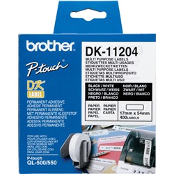 Brother DK-11204 Multi Purpose Return Address Label 17 x 54mm 400 Labels White