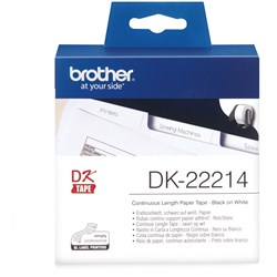 Brother DK-22214 Label Rolls 12mmx30.48m White Paper Adhesive Paper