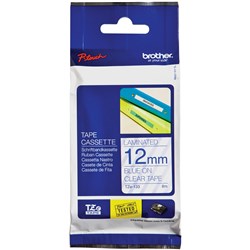 Brother TZE-133 P-Touch Tape 12mmx8m Blue on Clear  
