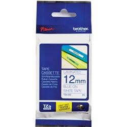 Brother TZE-233 P-Touch Tape 12mmx8m Blue on White   