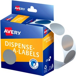 Avery Removable Dispenser Labels 24mm Round Silver Pack Of 250