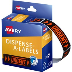 Avery Removable Dispenser Labels 19x64mm Urgent Fluoro Red Pack Of 125