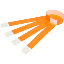 Rexel Wrist Bands With Serial Number Fluoro Orange Pack Of 100