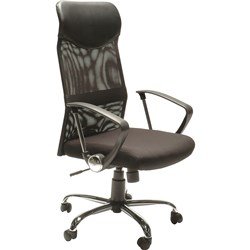 Sylex Stat Executive Chair High Mesh Back With Arms Black Fabric Seat