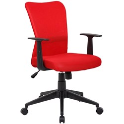 Ashley Task Chair Mesh Back With Arms and Tilt Mechanism Red Fabric Seat