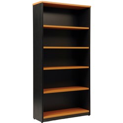 Logan Bookcase 4 Shelves  900W x 315D x 1800mmH  Beech And Ironstone
