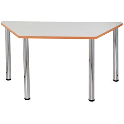 Sylex Quorum Geometry Meeting Table Trapezoid 1500W x 750D x 740mmH Chrome And Off White