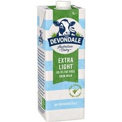 Devondale UHT Long Life Milk Skim 1 Litre Pack of 10  