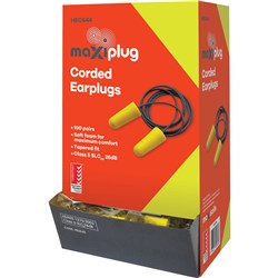 Maxisafe MaxiPlug Earplugs Disposable Corded 27dB Pack of 100