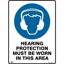 Zions Mandatory Sign Hearing Protection 450x600mm Polypropylene