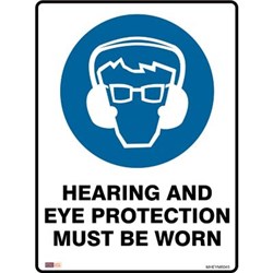 Zions Mandatory Sign Hearing & Eye Protection 450mmx600mm Metal
