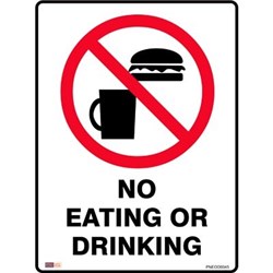 Zions Prohibition Sign No Food Or Drink 450x600mm Polypropylene