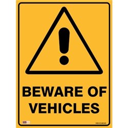 Zions Warning Sign Beware Of Vehicles 450x600mm Polypropylene